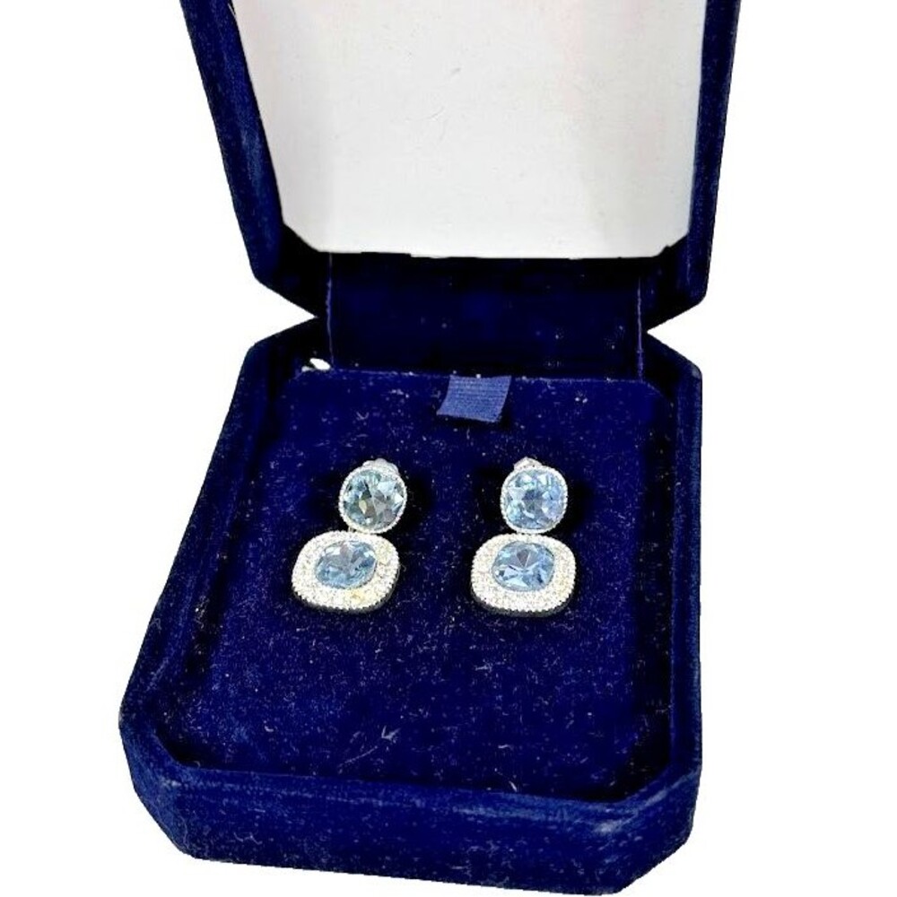 MONET Crystal Rhinestone Womens Earrings Silver Blue Color Jewelry